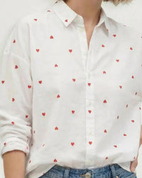 Lilla P - Embroidered Hearts Button Down Top