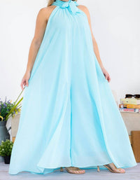 Karen T Design - Solid Color Halter Jumpsuit