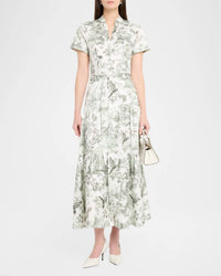 Alice + Olivia - Lucy Roll Sleeve Midi Shirt Dress