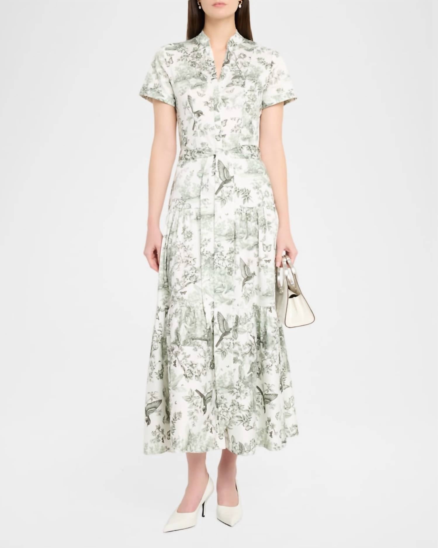 Alice + Olivia - Lucy Roll Sleeve Midi Shirt Dress