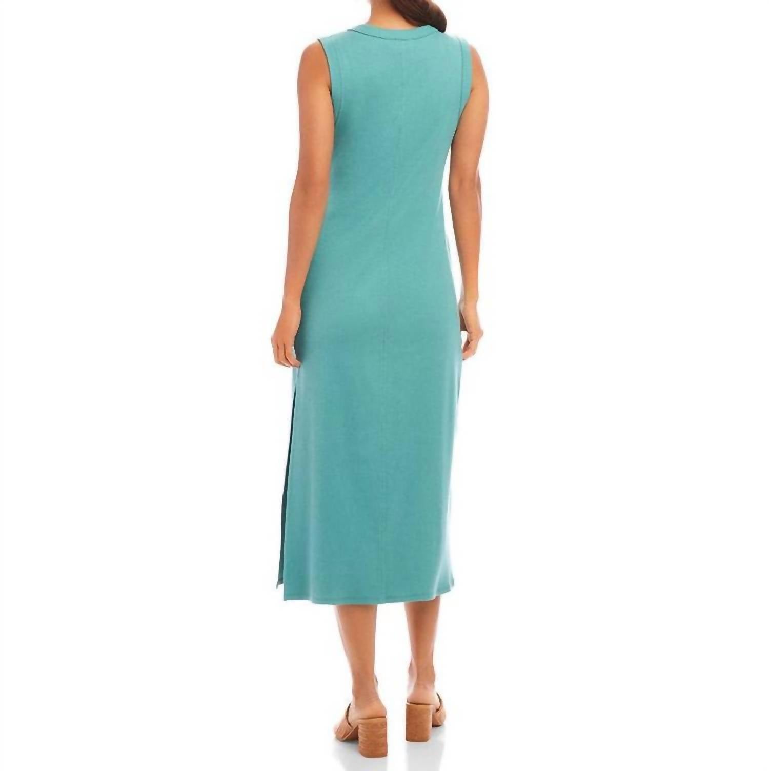 Karen Kane - Sleeveless Ribbed V-neck Midi Column Dress