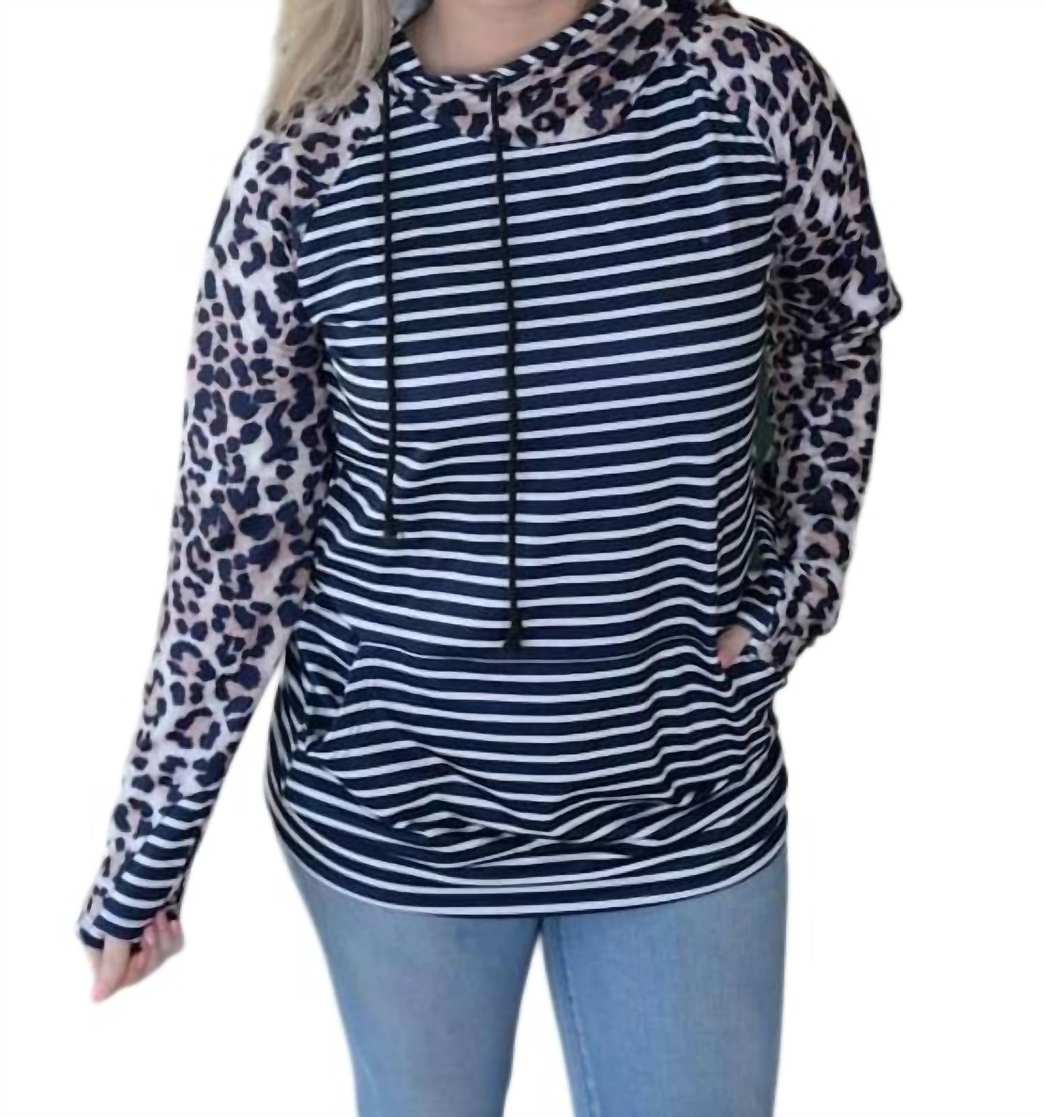 Shirley Stone - Leopard & Striped Double Hoodie