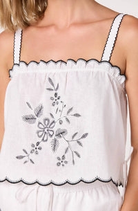 Astr - Sadie Embroidered Linen Crop Top