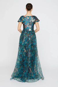 Theia - Azaria Draped V Neck Gown