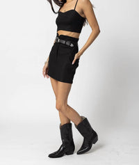 Stillwater - Stretch Linen Cargo Knotch Waist Mini Skirt