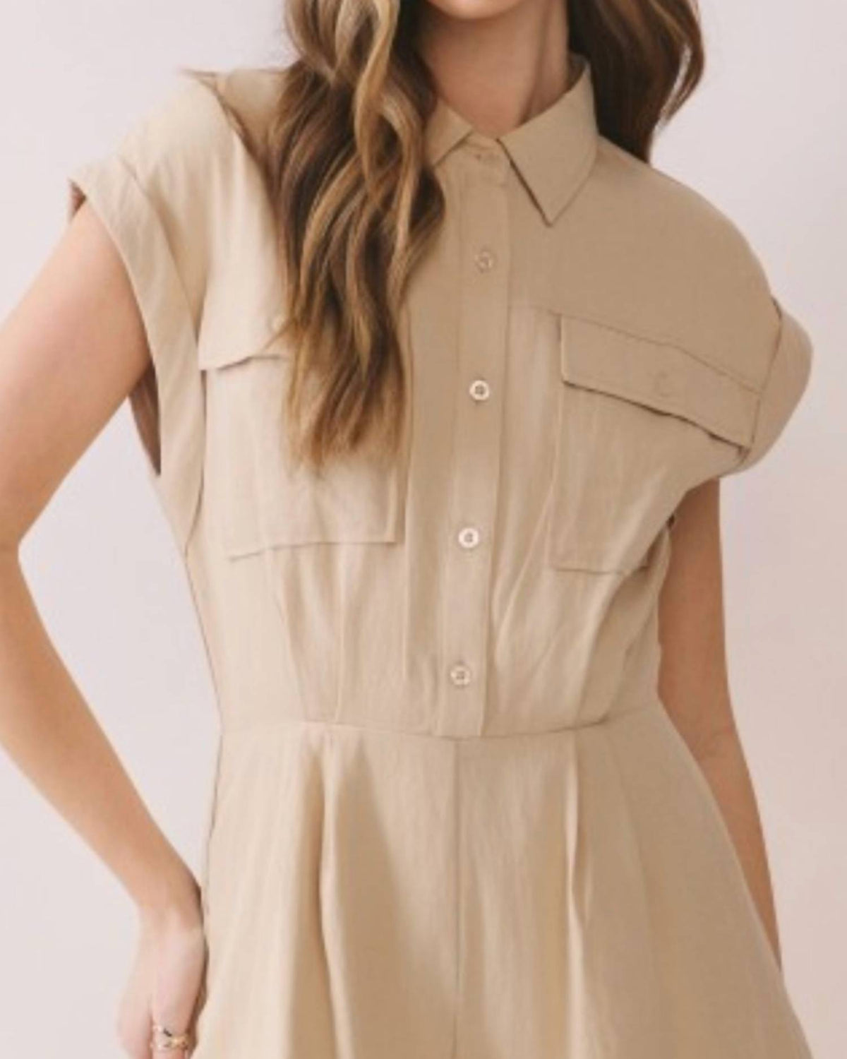 Tcec - Button Front Collared Neck Romper