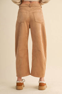 Klesis Savannah Suede Barrel Pants in beige - women's pants - alternate view