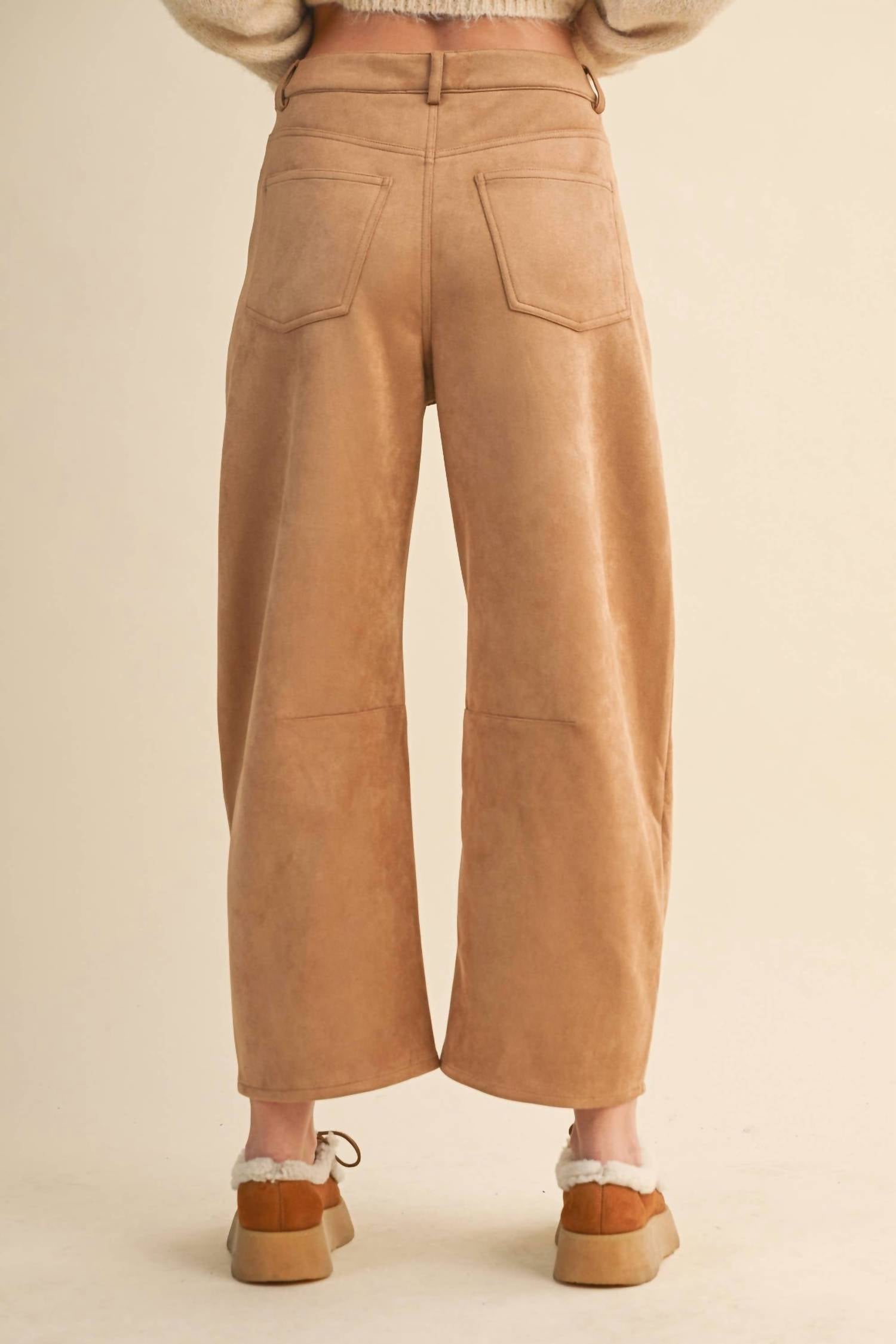 Klesis Savannah Suede Barrel Pants in beige - women's pants - alternate view