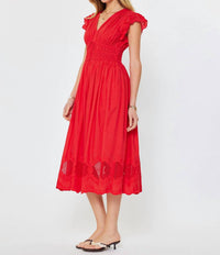 Current Air - Embroidered Lace Midi Dress