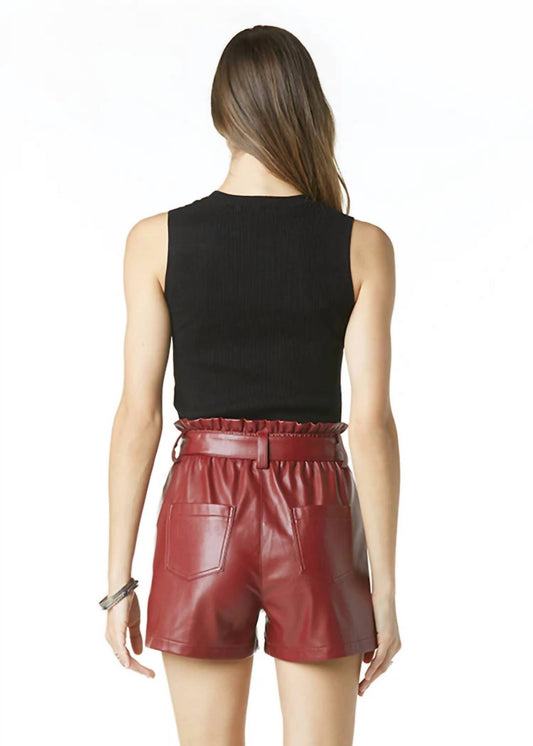Vegan Leather Tie Waist Shorts