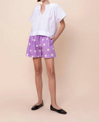 Sofia Reese Drawstring Cotton Shorts in freesia dots - women's shorts - view 5