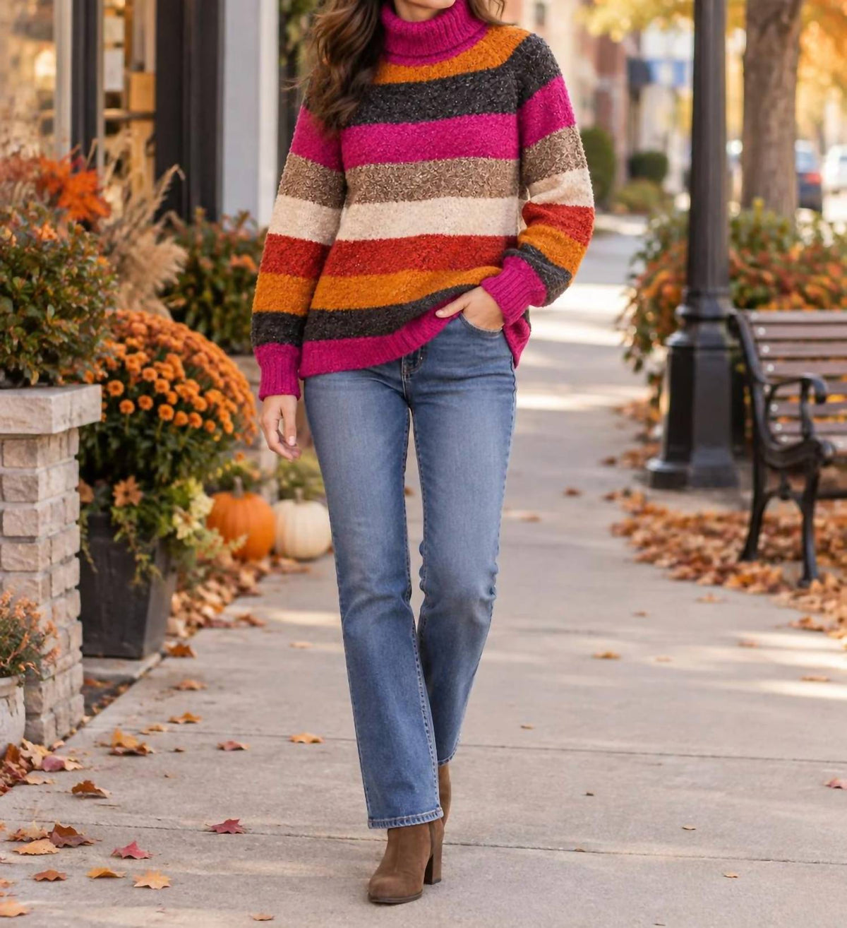 Mb By Tribal - Soft Boucle Long Sleeve Turtleneck Sweater