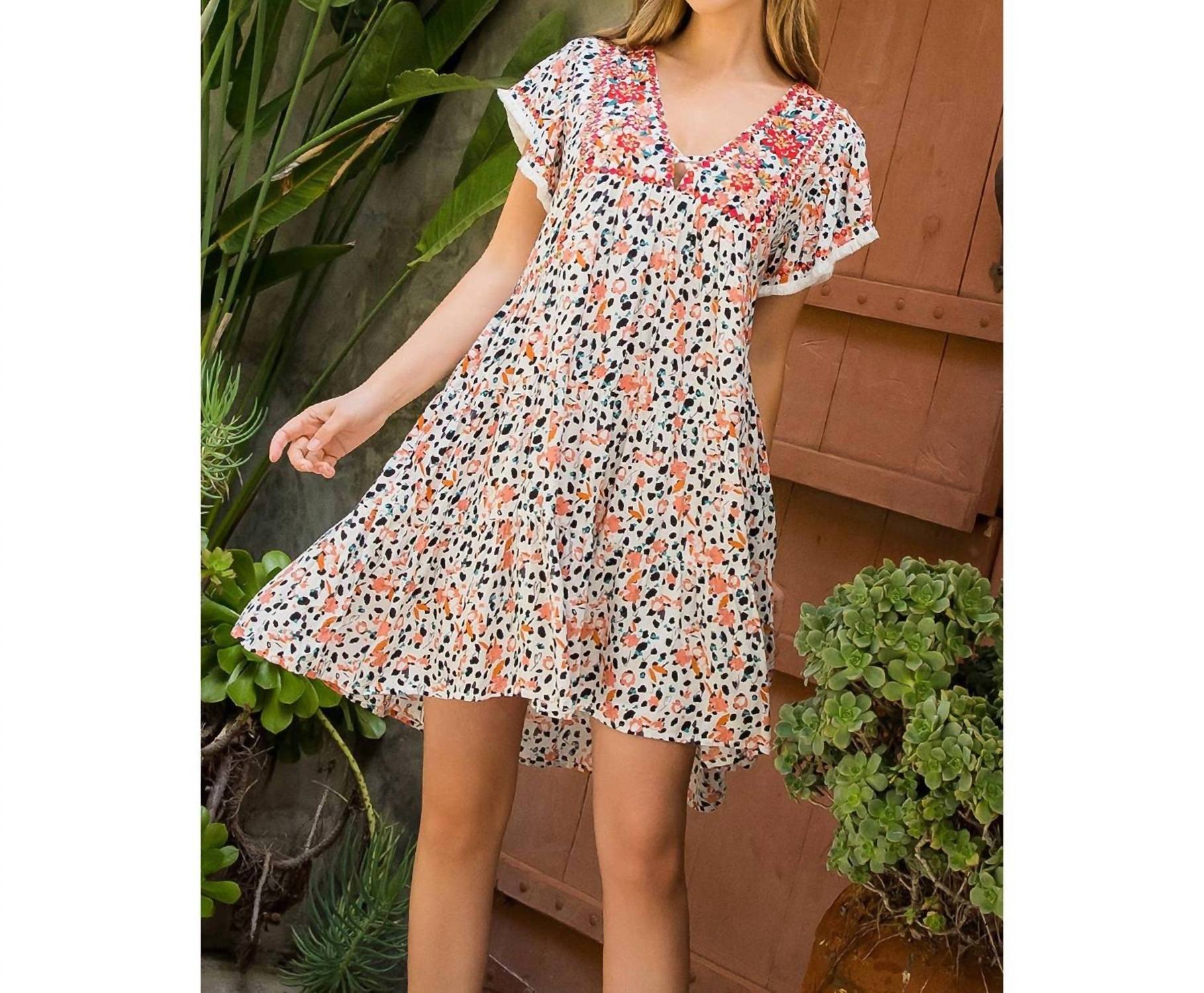 Thml - Mixed Print Embroidered Dress