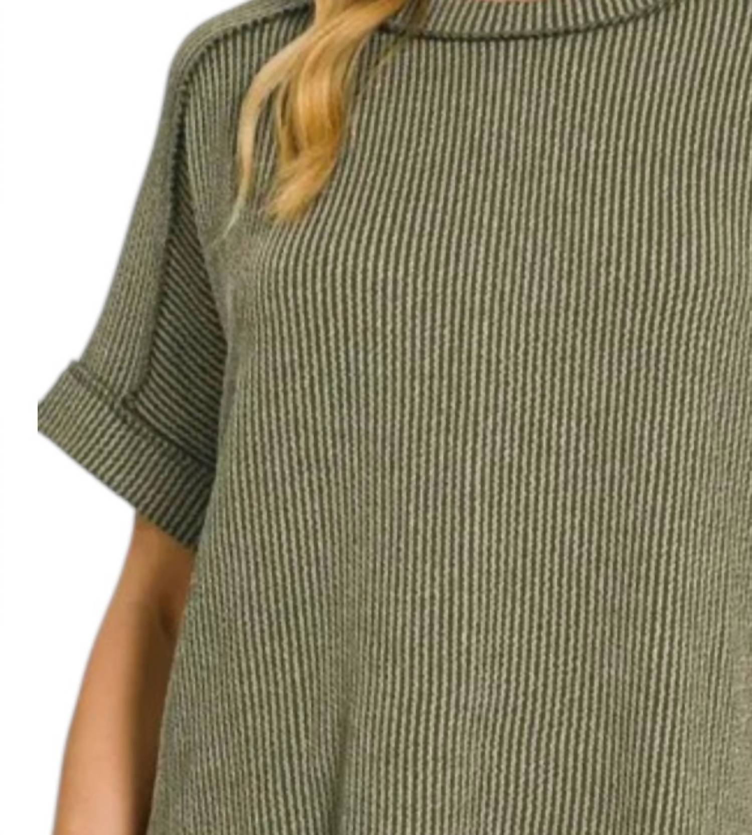 Zenana - Ribbed Round Neck Top