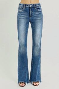 Risen - Tummy Control High Rise Flare Step Hem Jeans