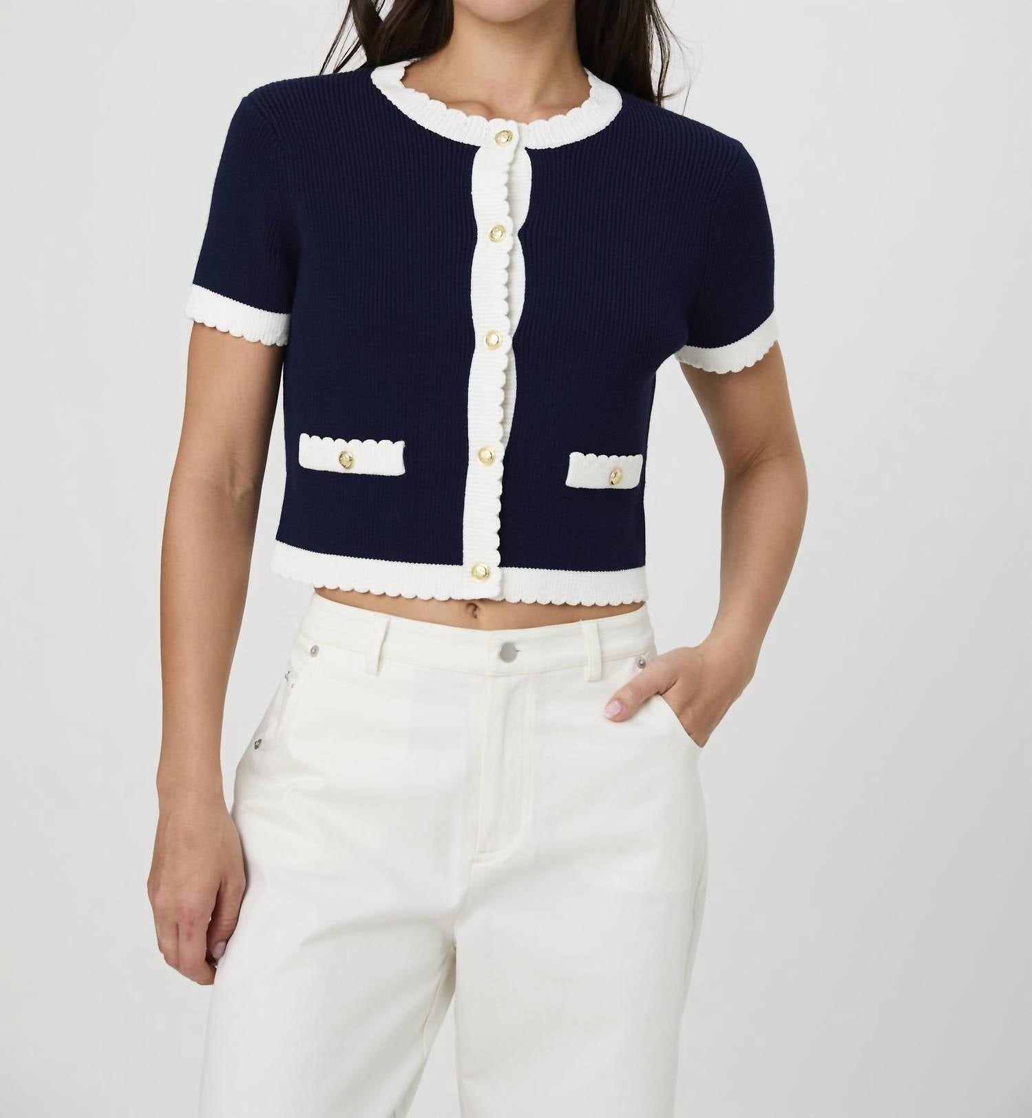 French Connection - Bennet Rib Knit Short Sleeve Top