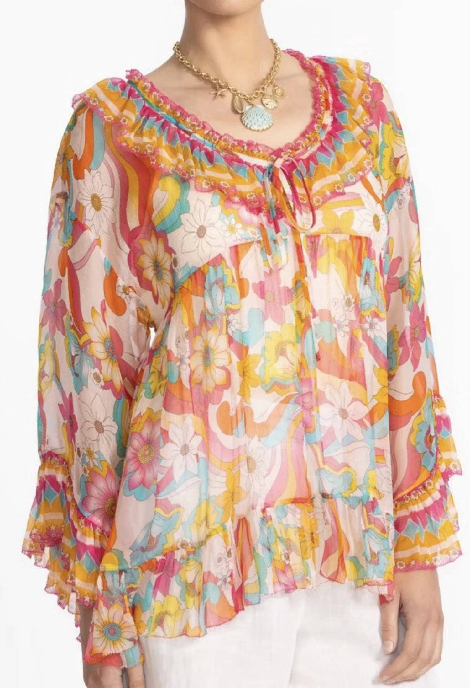 Johnny Was - Ruffle Tie Blouse