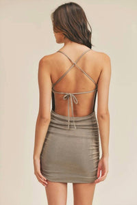 Mable - Slinky Fabric Ruched Mini Bodycon Dress