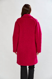 SARA CAMPBELL Chloe Dropped Shoulder Coat in fuchsia - women's jacket - detail view
