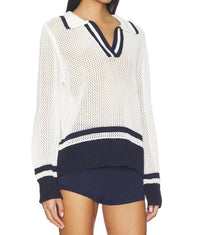 Bobi - Polo Cropped Stripe Sweater