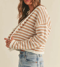 Miou Muse - Crochet Striped Knitted Cardigan