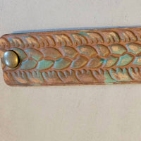 A Rare Bird Hand-tooled Leather Bracelet in ivory turquoise brown - women's jewelry - alternate view