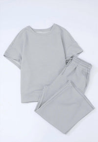 Aapparella Textured T-shirt And Pant Set in gray - women's sleepwear - view 5