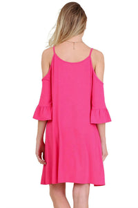 Umgee - Open Shoulder Ruffle Sleeve Dress