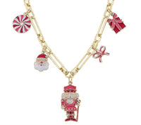 CANVAS Style Women's Christmas Cheer Enamel Charm Necklace in red pink white - women's jewelry - alternate view