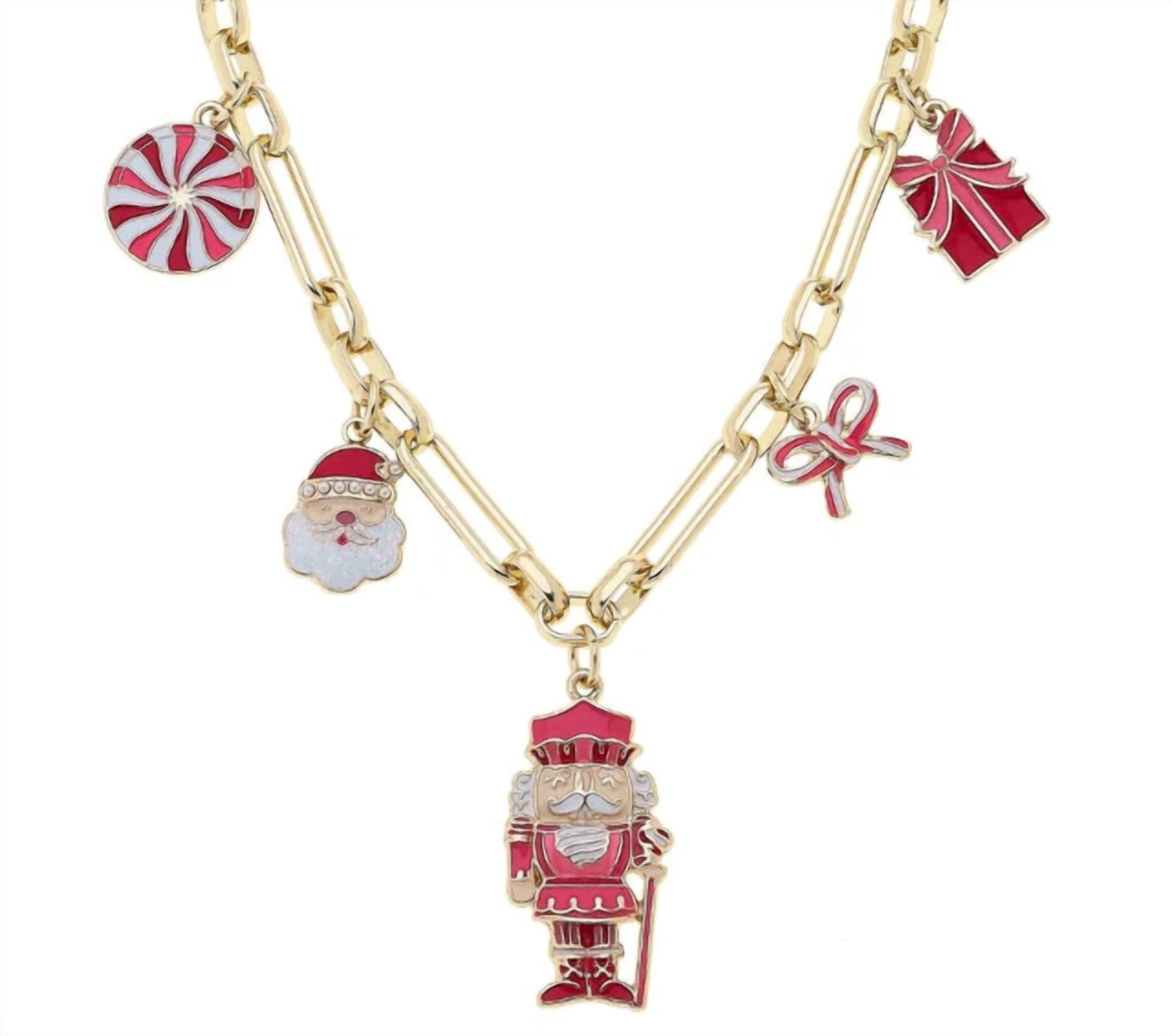 CANVAS Style Women's Christmas Cheer Enamel Charm Necklace in red pink white - women's jewelry - alternate view