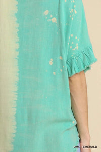 Umgee - Dip Dye Ruffle Sleeve Top
