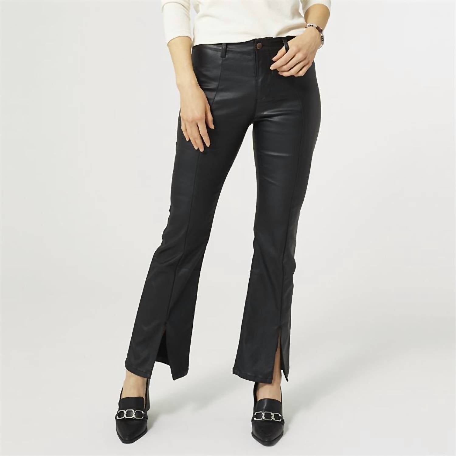 Coco + Carmen - Zoey Zip Bootcut Faux Leather with Front Slit Jean