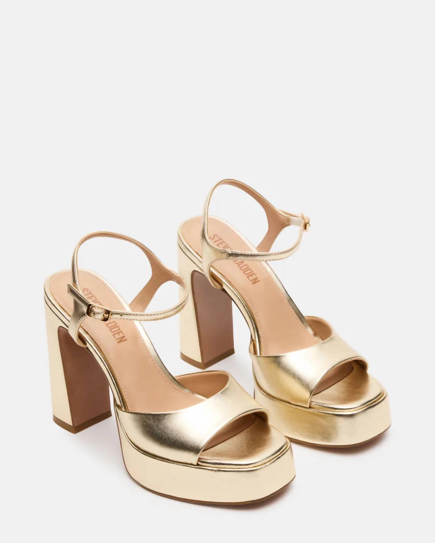 STEVE MADDEN Women's Liandra Platform Block Heel in champagne - women's heels