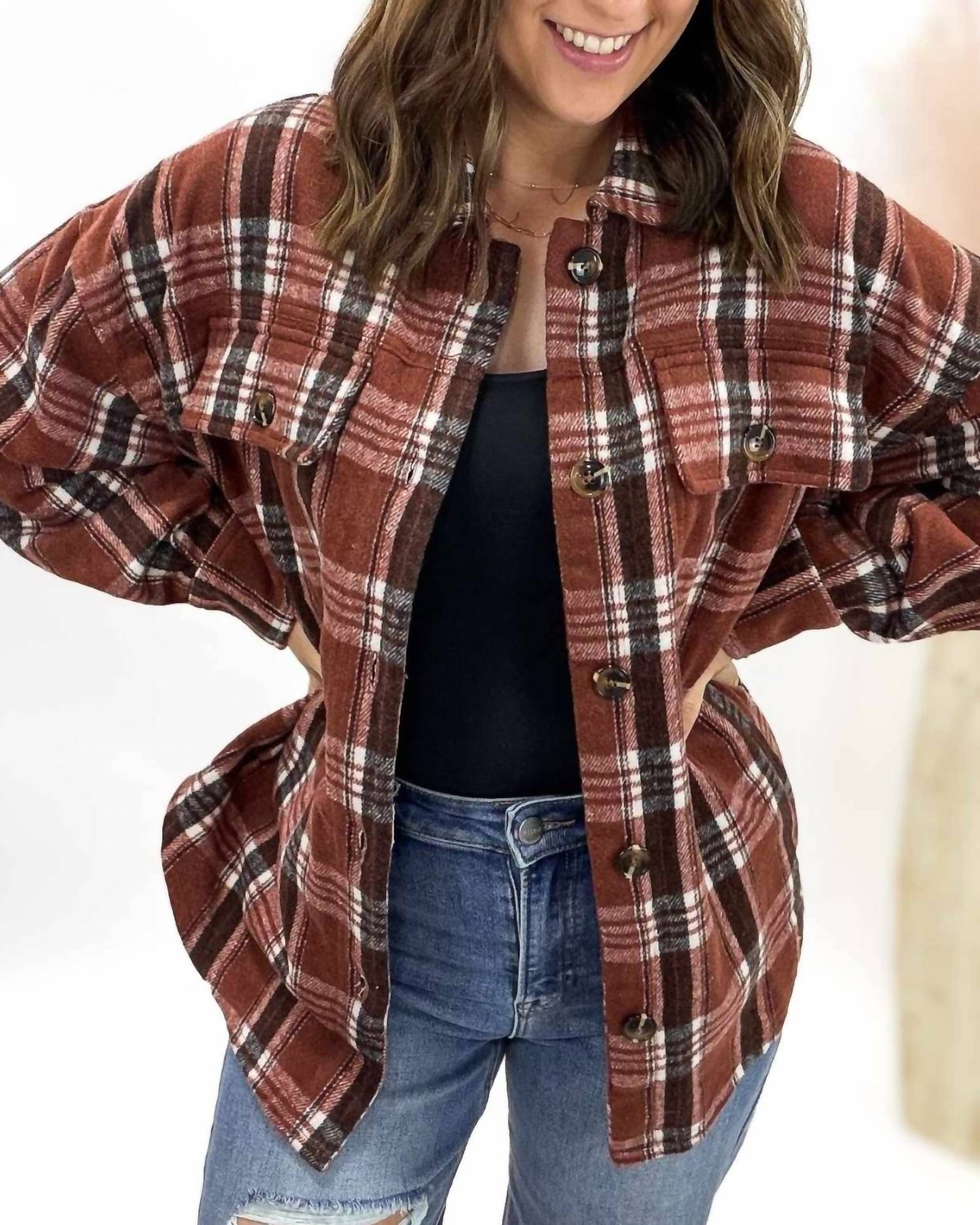 Mikarose - Apple Cider Plaid Shacket