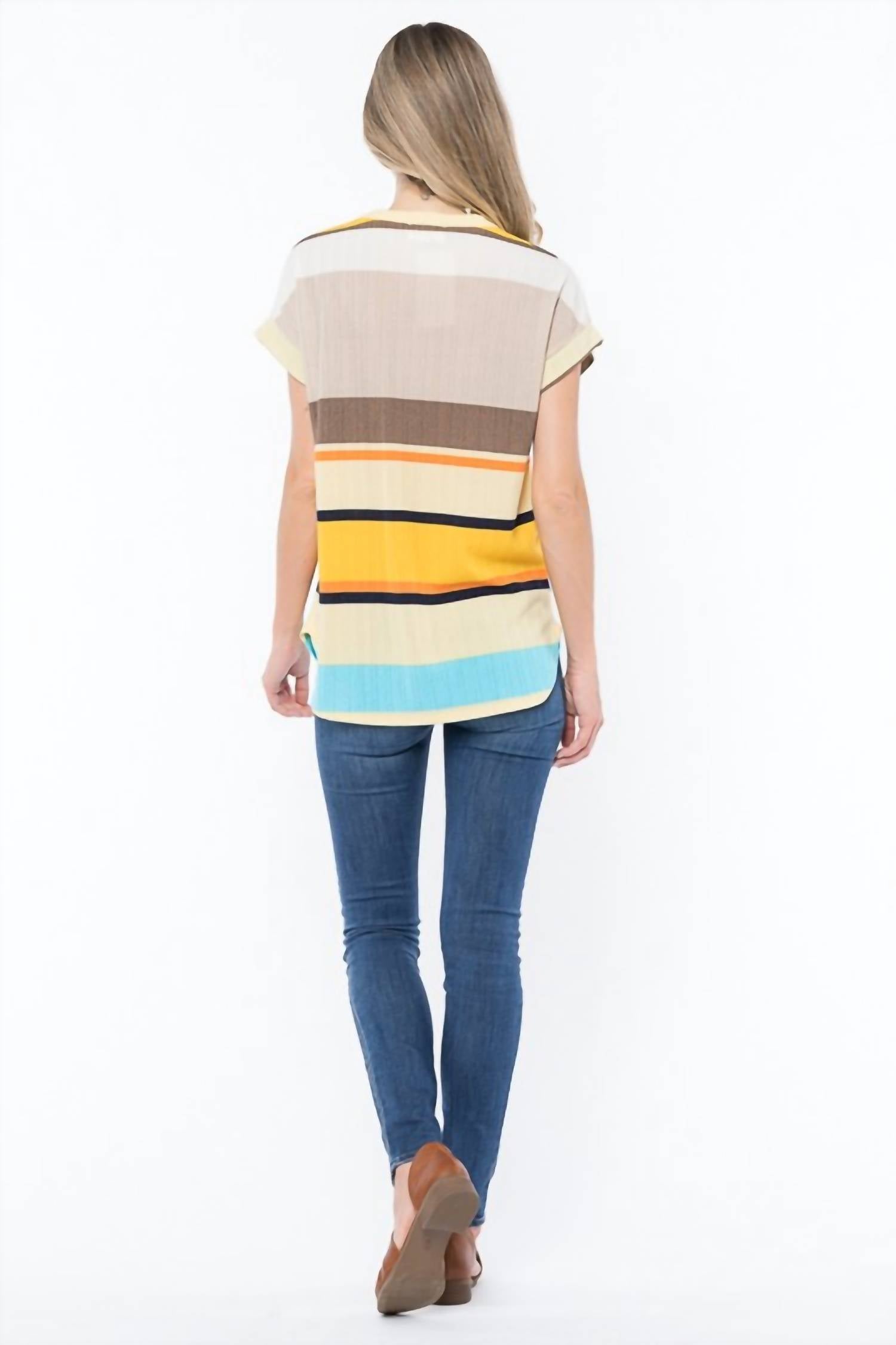 Tea N Rose - Colorblock Stripe Dolman Sleeve Top