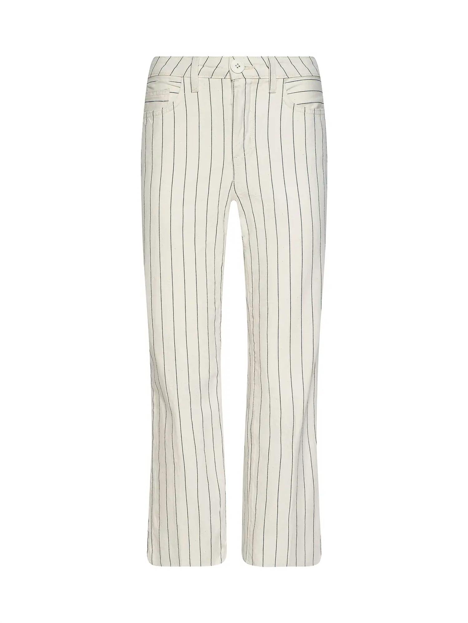 L'Agence Wanda High Rise Crop Wide Leg Pants in ecru navy stripe - women's pants - view 5