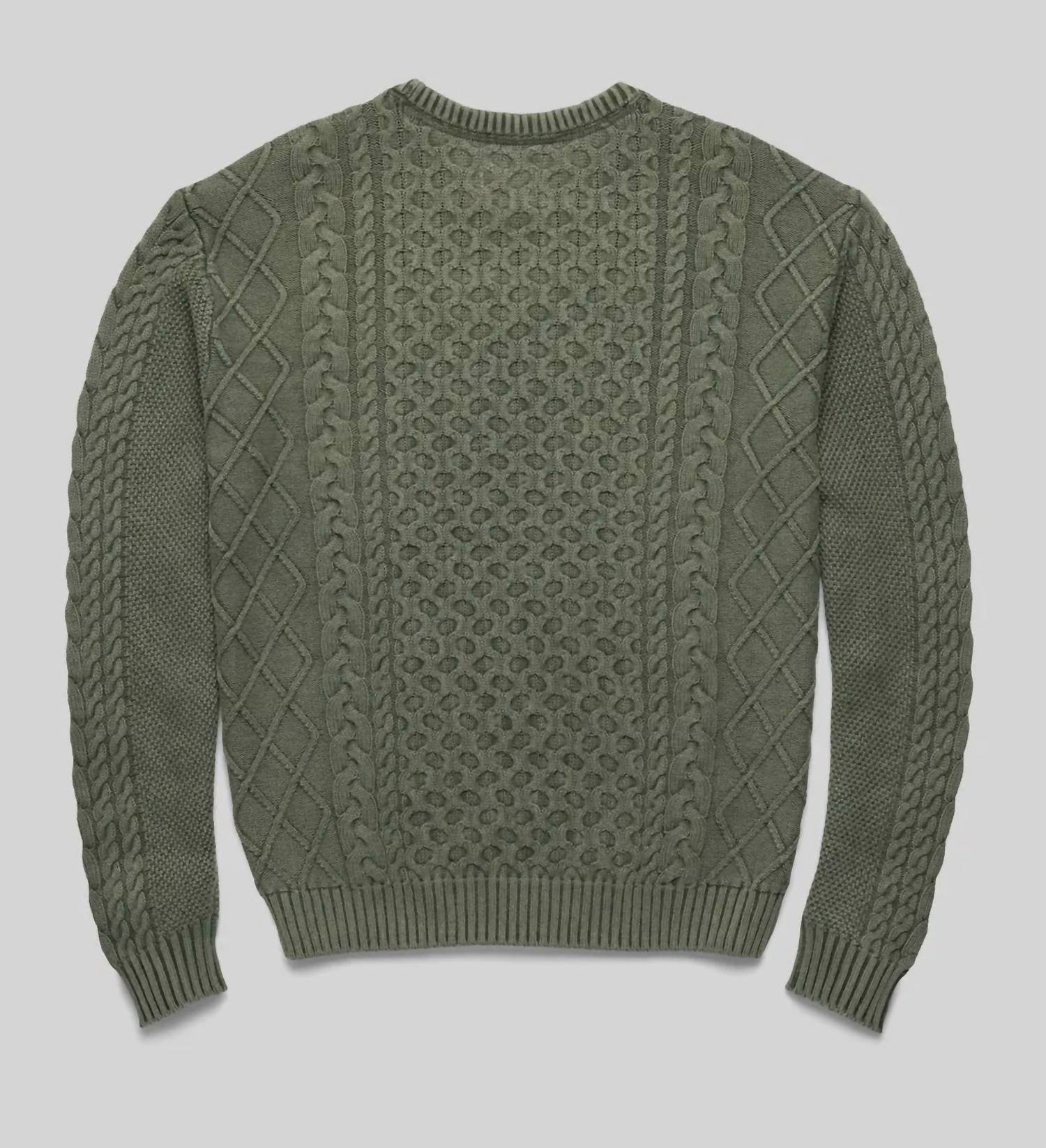 Surfside Supply Men's Edward Eddie Knit Sweater in lichen green - men's sweater - detail view