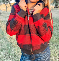 Wrangler Buffalo Plaid Bomber Jacket in black red - women's jacket - view 4