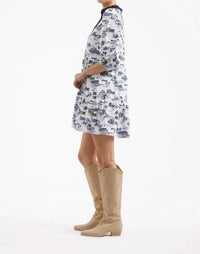 SMITH & QUINN Tory Mini Dress in michigan gameday toile - women's dress - alternate view