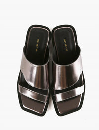 ALL BLACK Women's Angle Mules in pewter - women's shoe - detail view