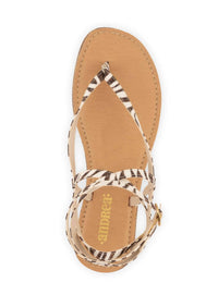 Andrea Women's Zebra-print Strap Sandal in beige - women's sandal - alternate view