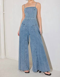 Flying Tomato - Straight Neckline Straps Jumpsuit