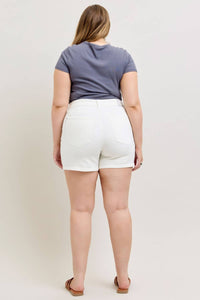 Judy Blue High Waist Slim Denim Short in white - women's shorts - view 6