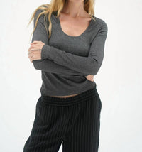 Lna - Jacinda Lurex Rib Long Sleeve Top