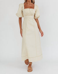 One And Only Collective - Brooke Puff Sleeve Contrast Stitch Dress