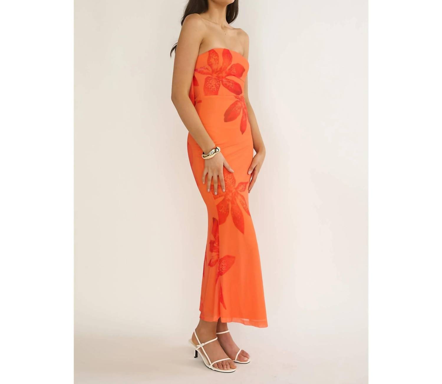 One And Only Collective - Risa Strapless Floral Midi Dress