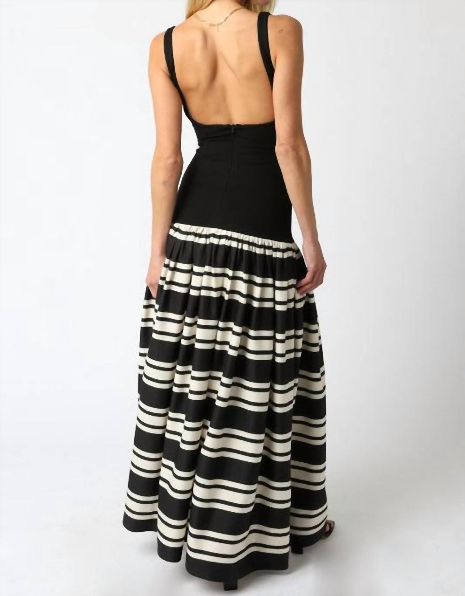 Olivaceous - Elina Stripe Maxi Dress