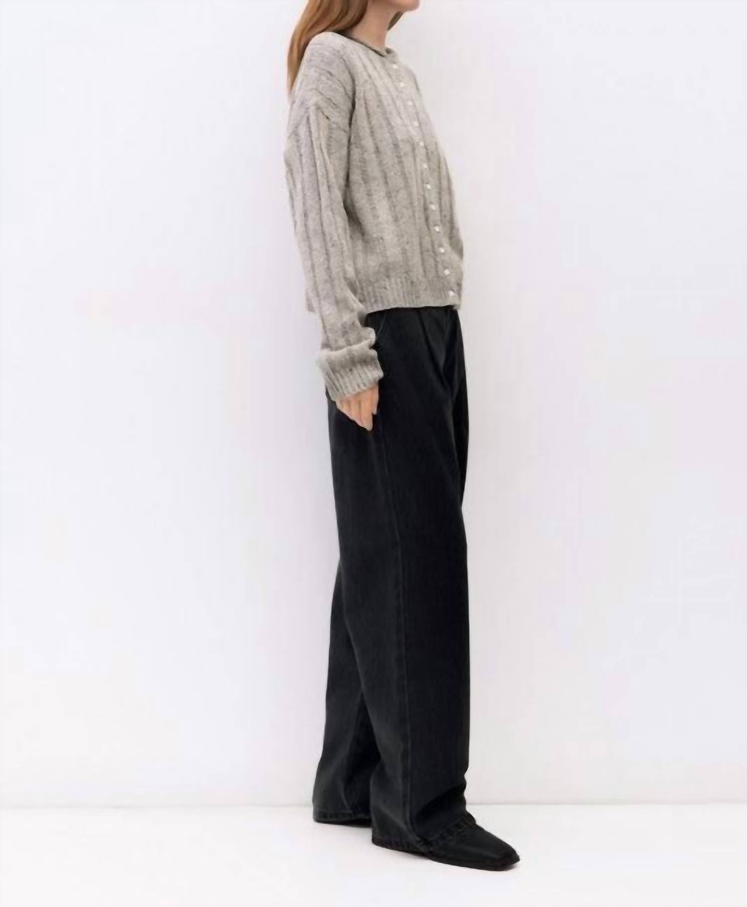 all : row Theodora Flared Sleeves Cardigan in grey - women's cardigan - alternate view