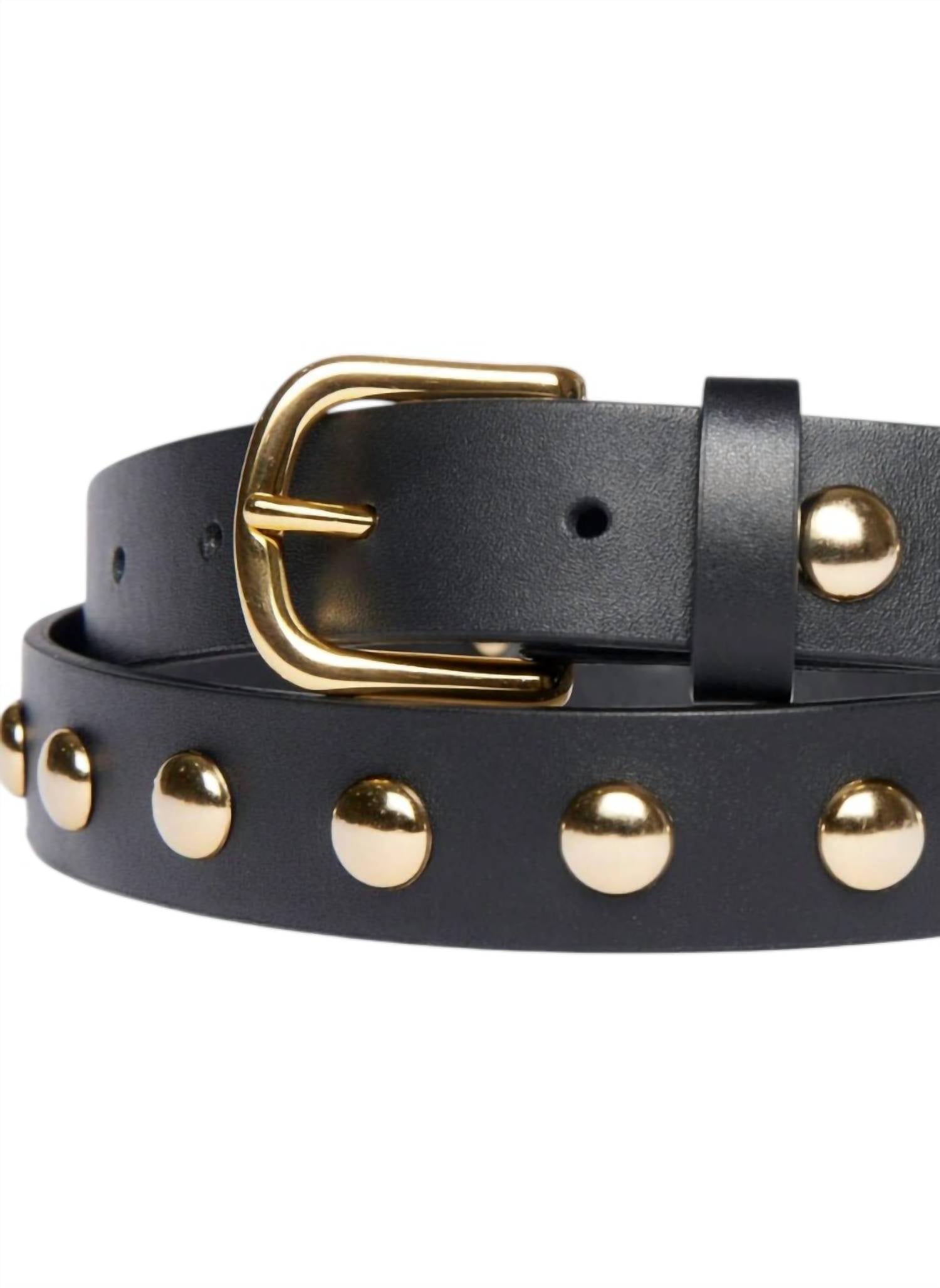 FREDA SALVADOR Women's Rebecca Belt in black with gold - women's accessory - detail view