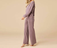 Softies - Vintage Velvet V-neck With Full Leg Pant